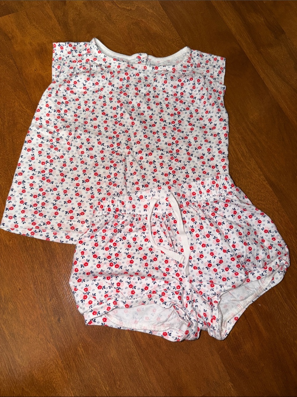 GAP White Floral Pink Red Girls Matching Set